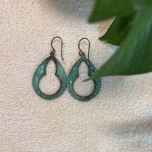 Elegant Handmade Teardrop Earrings in Green